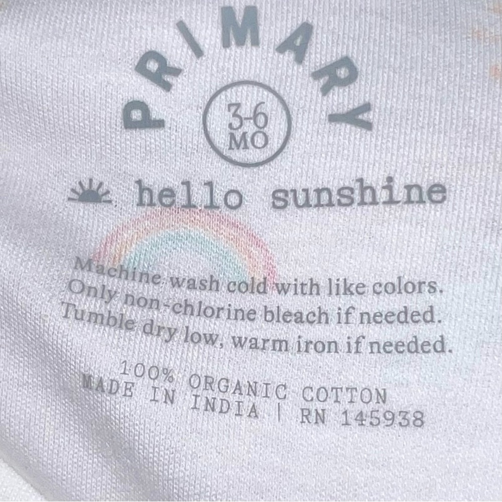 Primary Baby Organic Cotton Rainbow Suns Onesie | 3–6 Months | NWT - Picture 5 of 5